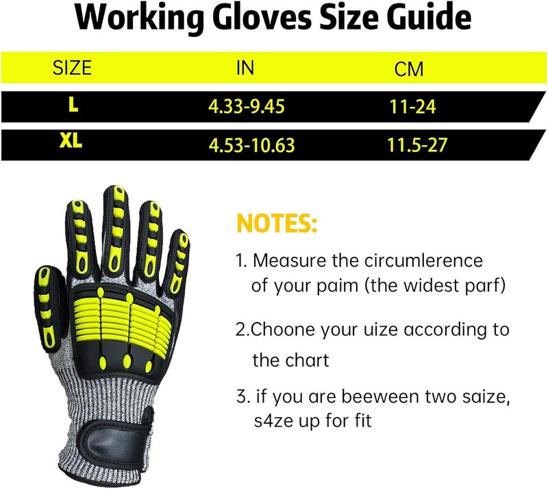 SUNRISING Store Safety Work Gloves,Impact Gloves for Men Women,Cut Resistant Non-Slip Heavy Duty Gloves with Impact Protection - Image 3